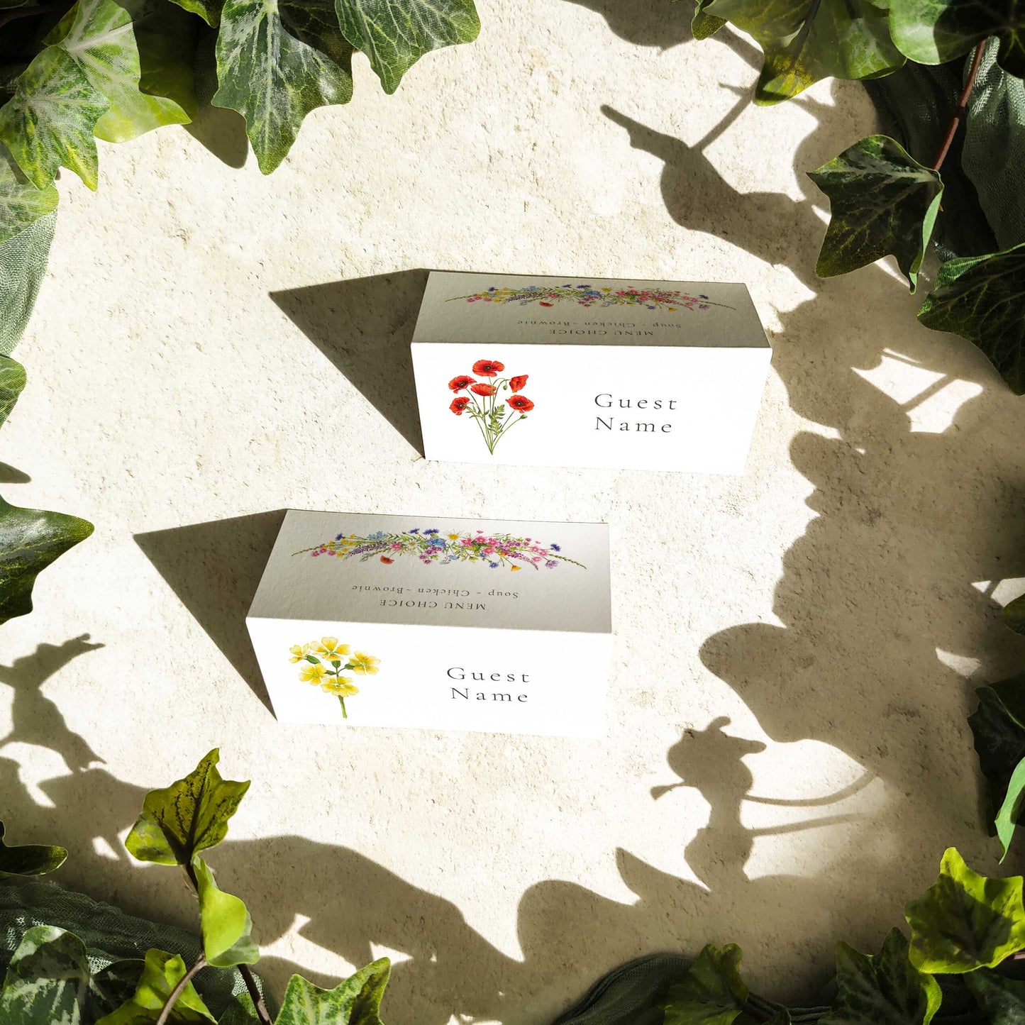 Individual Flowers Folded Place Cards