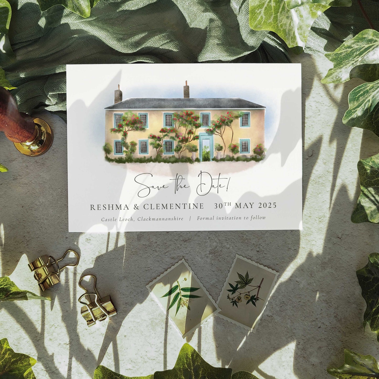 Save The Date Card Venue Painting