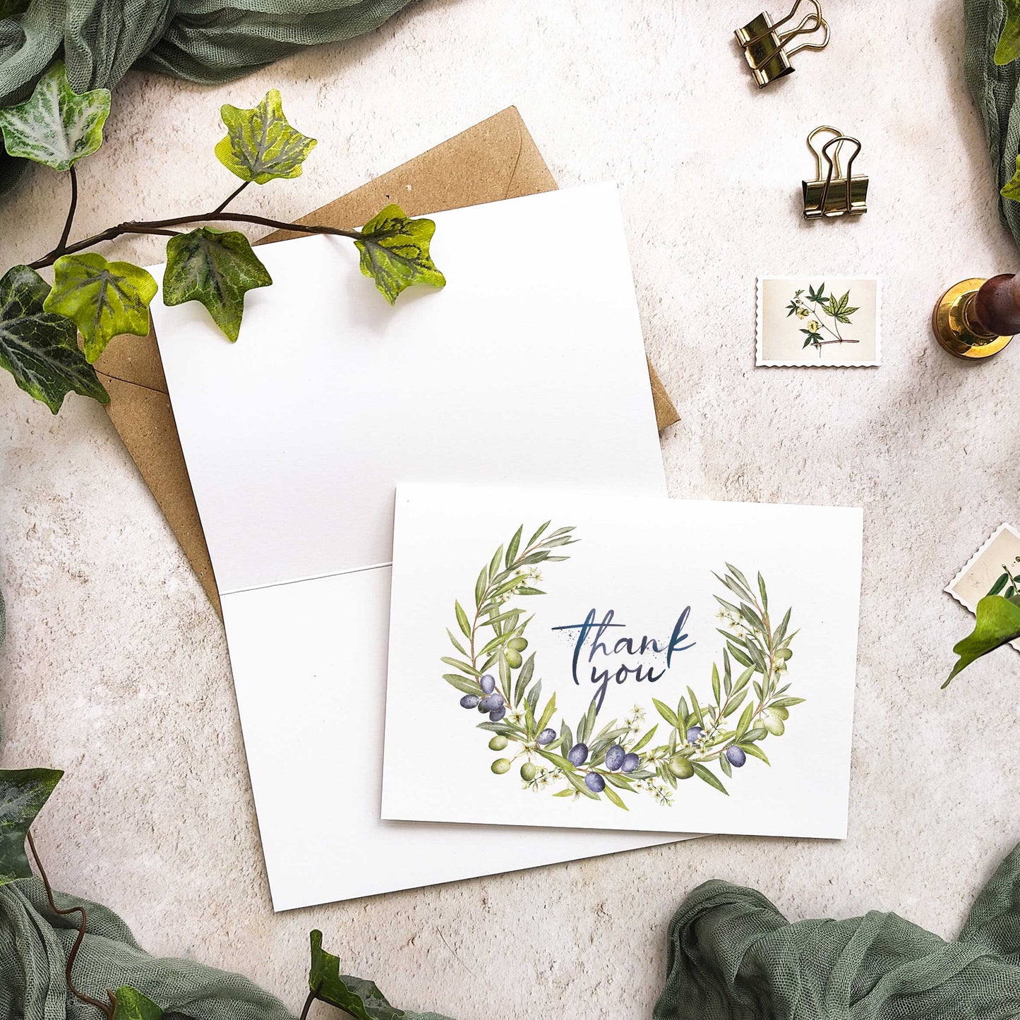 Mediterranean Olives Thank You Cards
