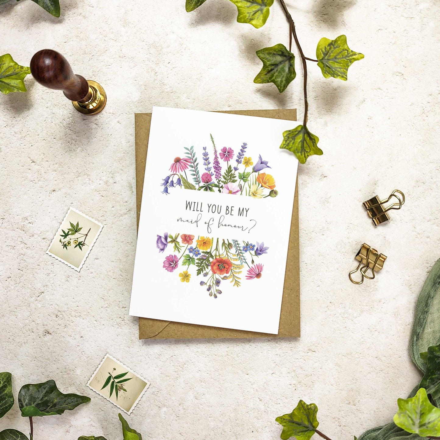 Colourful Flowers Bridesmaid Cards