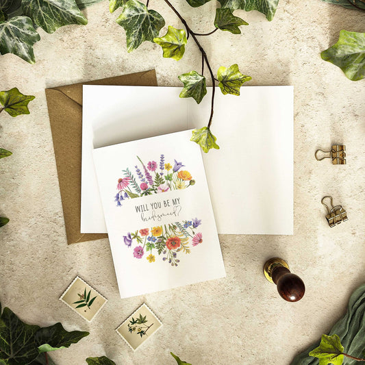 Colourful Flowers Bridesmaid Cards