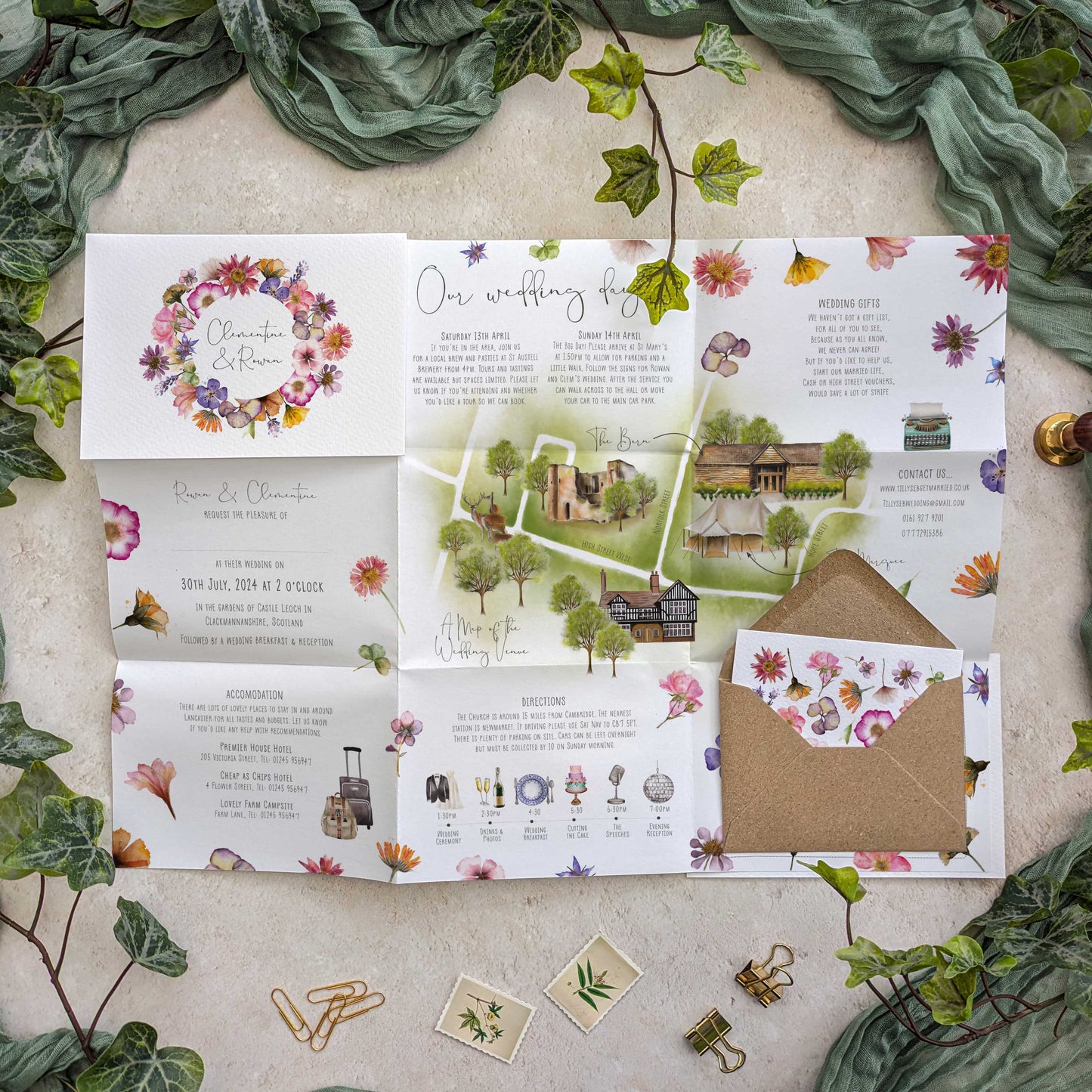 Pressed Flowers Wedding Invitation Poster