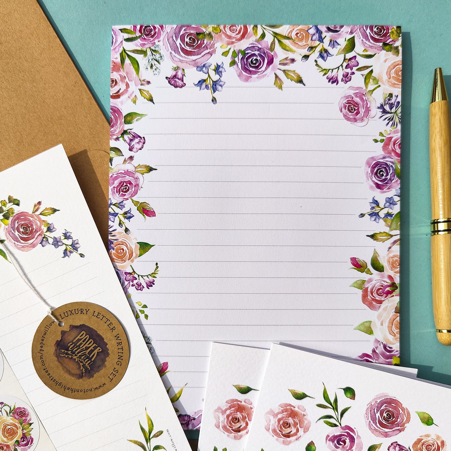 Pink Roses Letter Writing Set