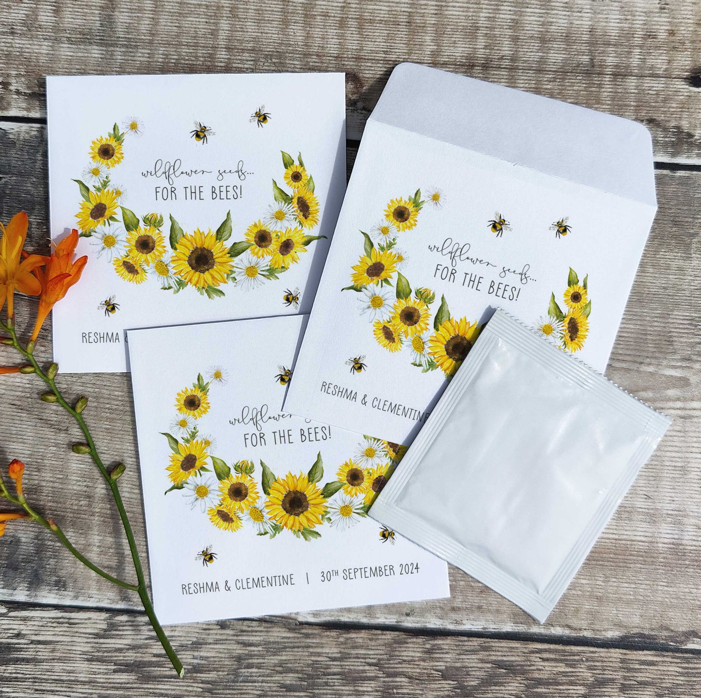 Sunflowers & Daisies Seed Packet Favours (Pack of 10)