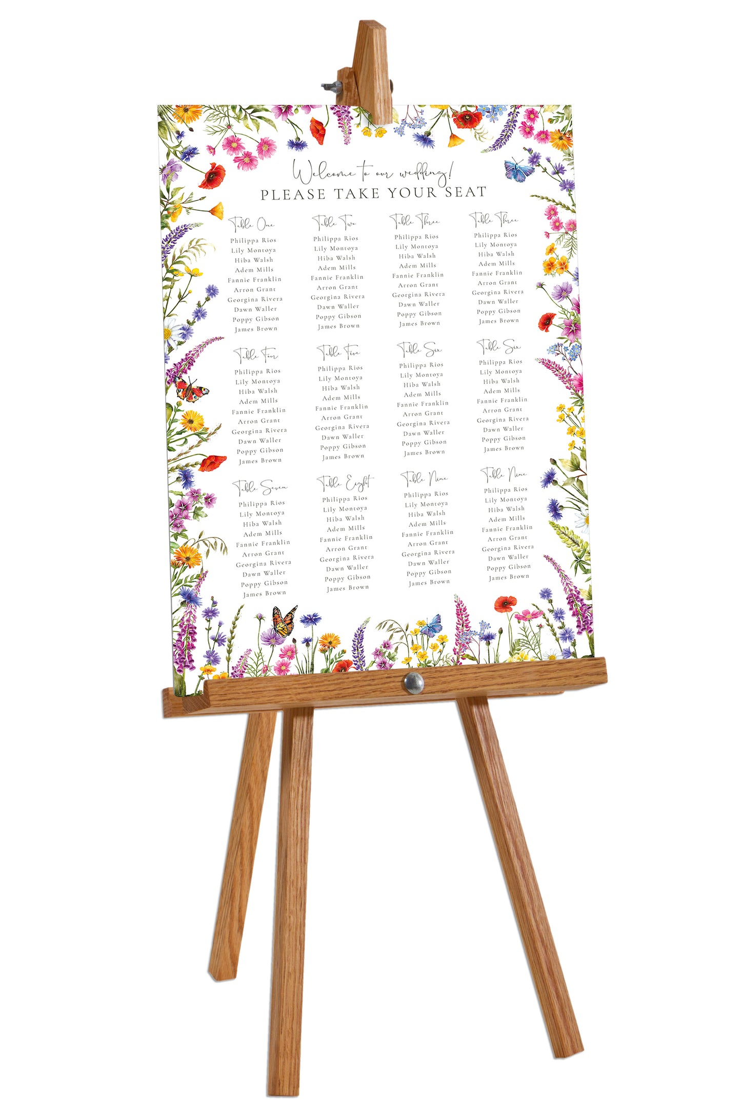 Wildflower Meadow Table Plan Board