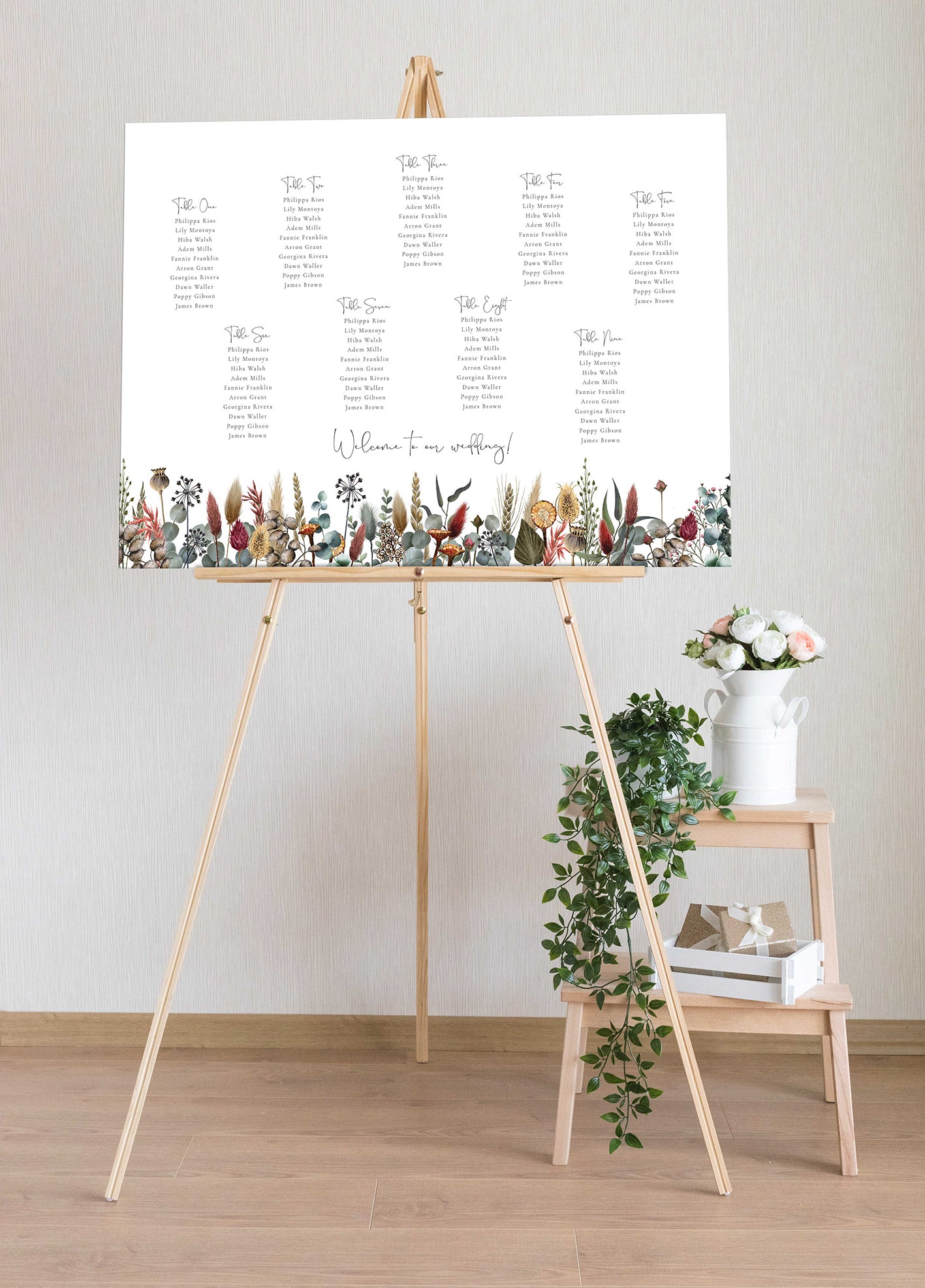 Dried Flowers Table Plan Board