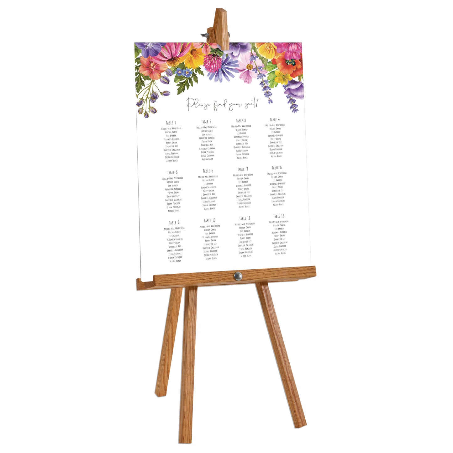 Colourful Flowers Table Plan Board