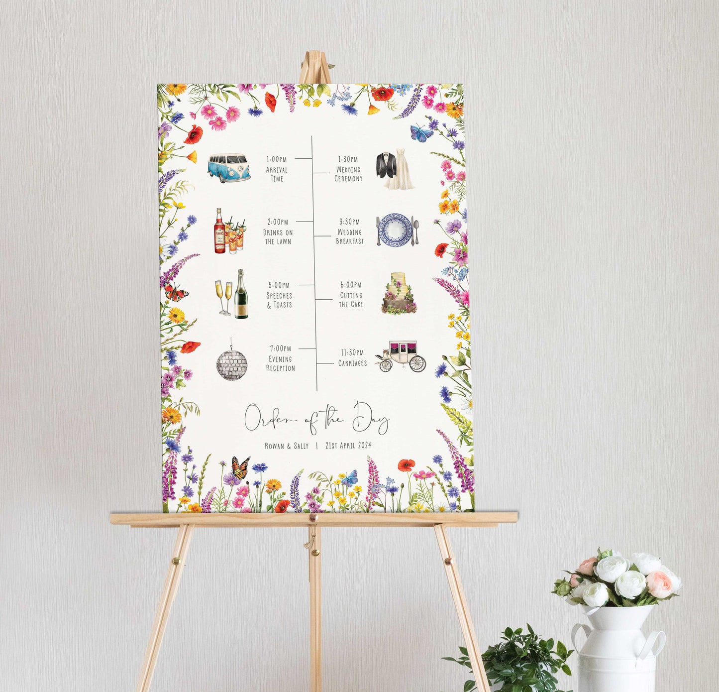 Wildflower Meadow Wedding Timeline Sign