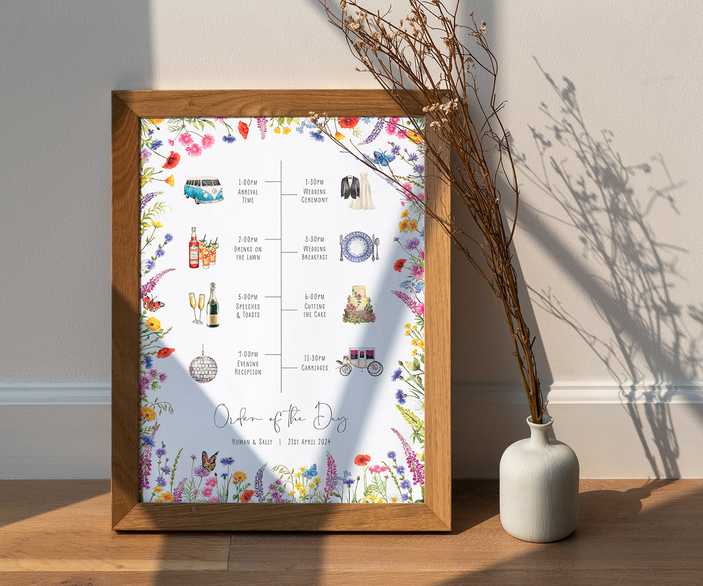 Wildflower Meadow Wedding Timeline Sign