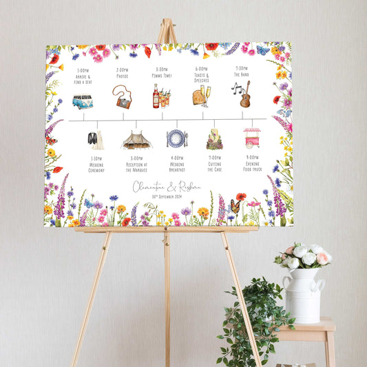 Wildflower Meadow Wedding Timeline Sign