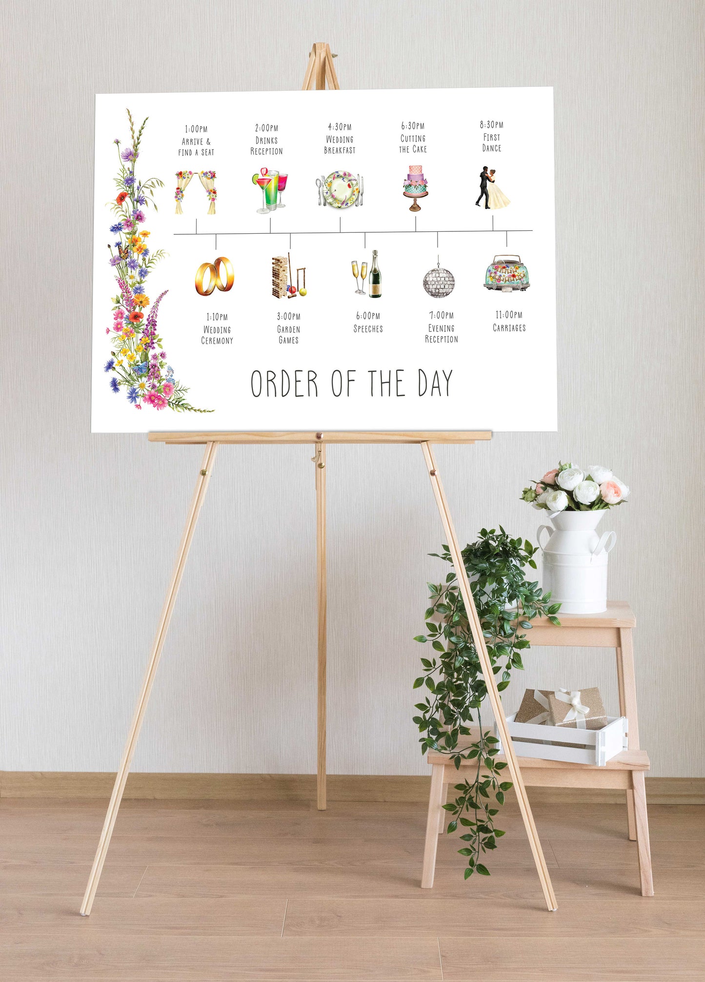 Wildflower Meadow Wedding Timeline Sign