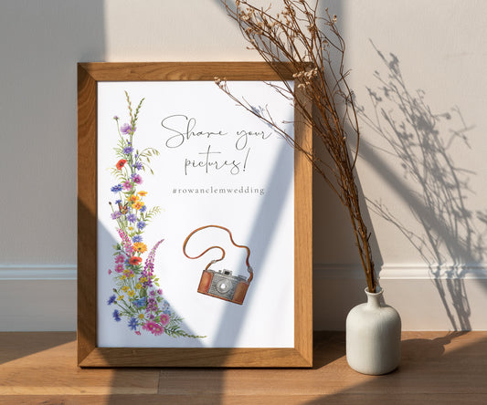 Wildflower Meadow Personalised Hashtag Photo Share Sign