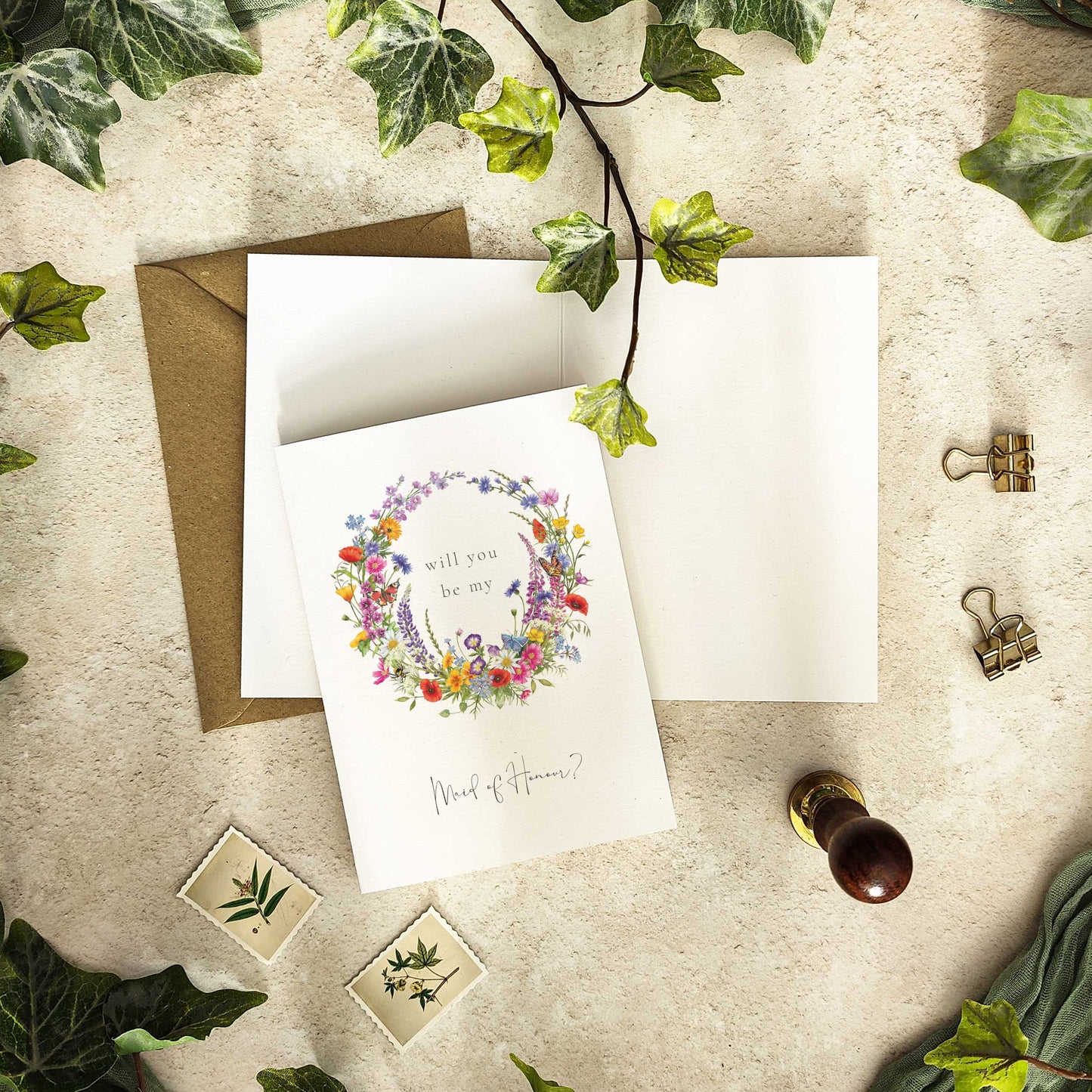 Wildflower Portrait Bridesmaid Cards