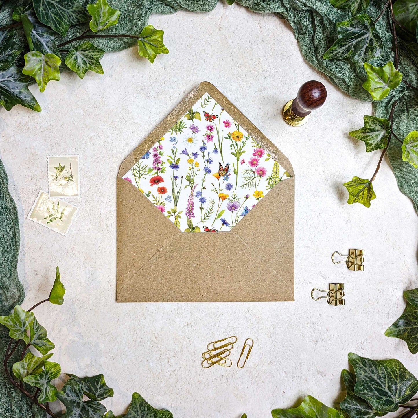 Wildflower Wreath Wedding Invitation A6 Gatefolded Card
