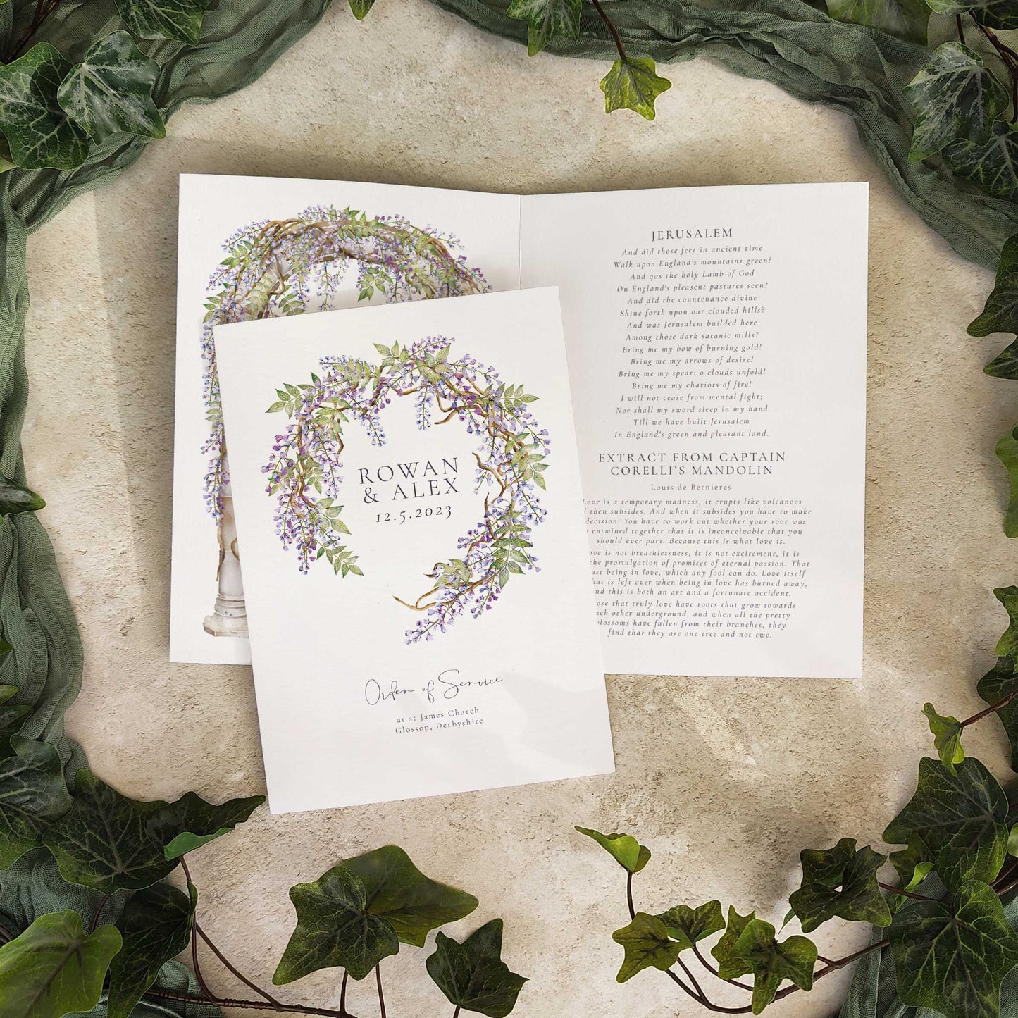 Regency Wisteria Folded Order of Service Card