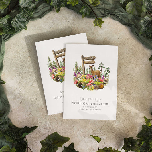 Woodland Animal Folded Order of Service Card