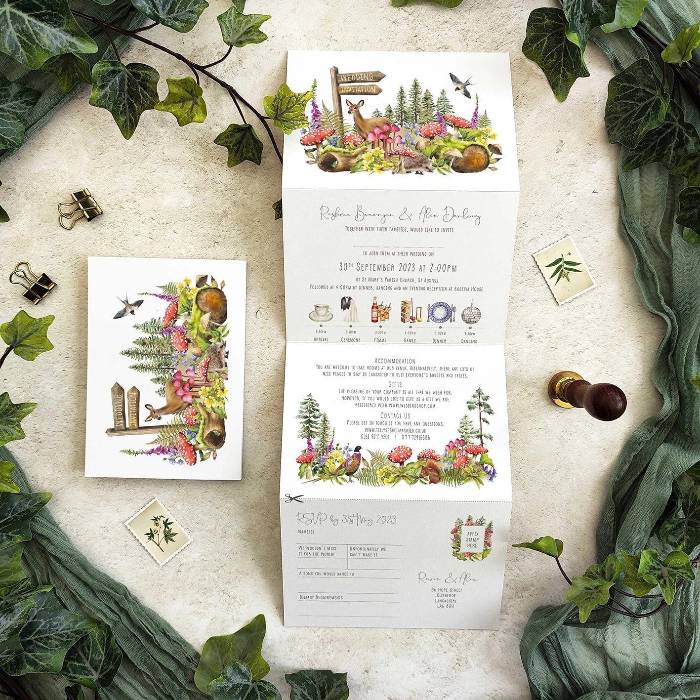 Woodland Animals Concertina Invitation