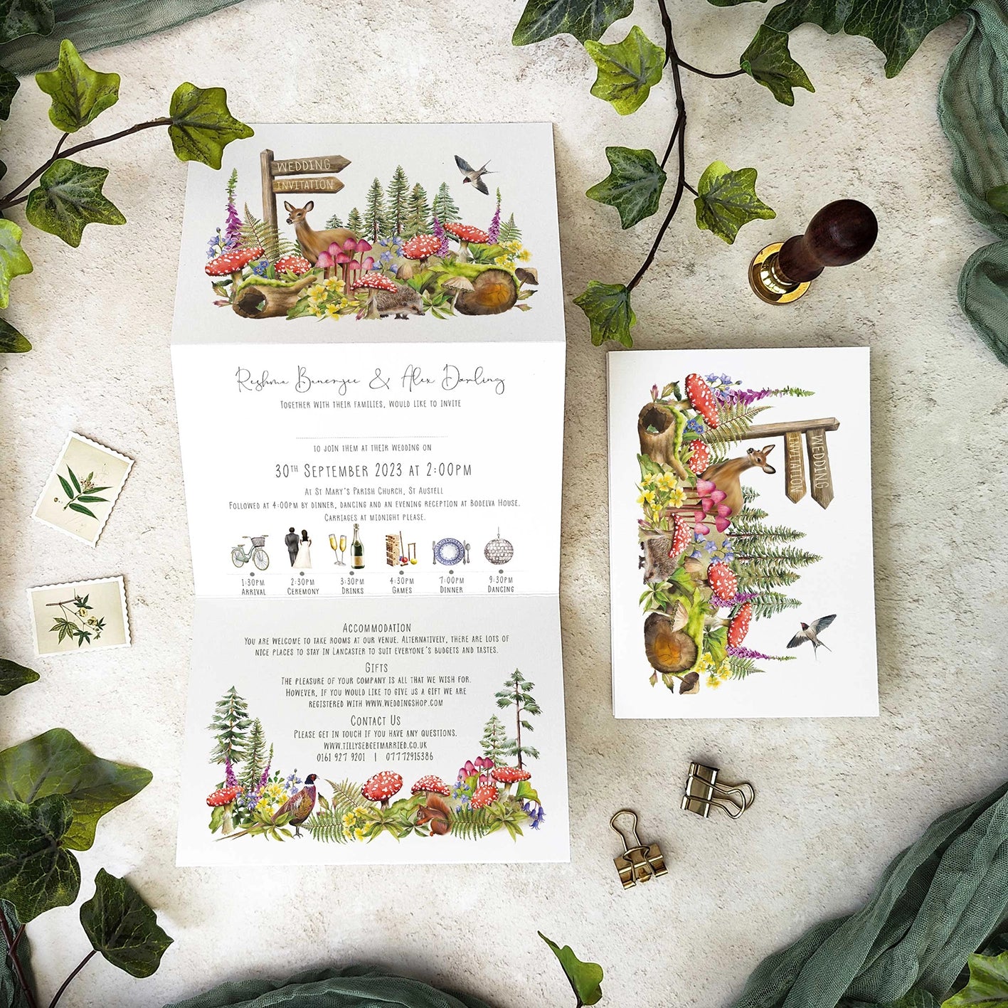 Woodland Animals Concertina Invitation