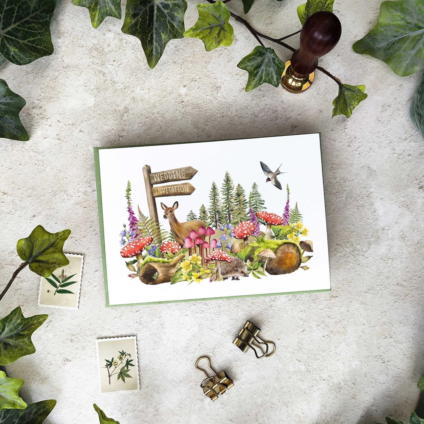 Woodland Animals Concertina Invitation