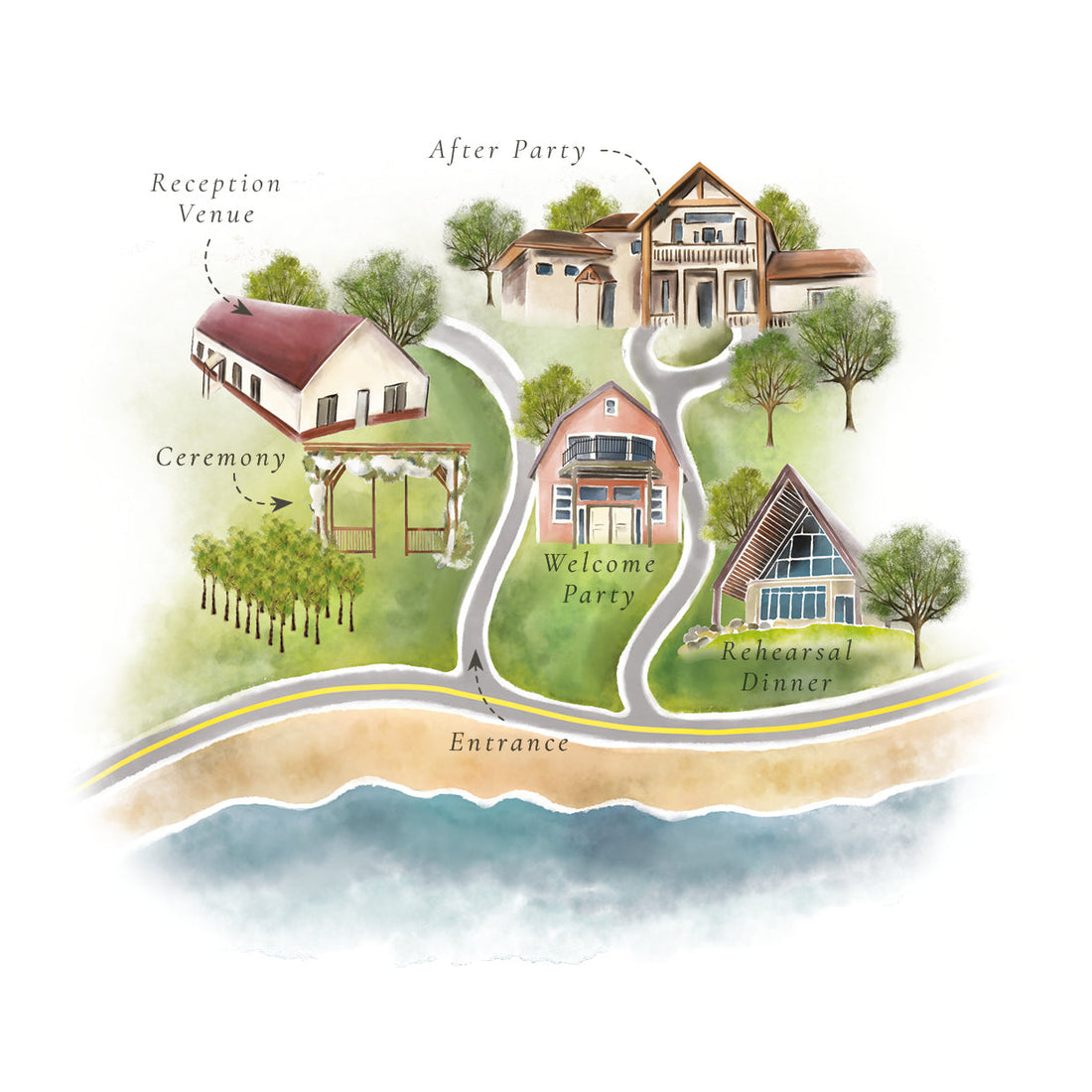 Bespoke Wedding Maps to Guide Guests and Elevate Your Suite