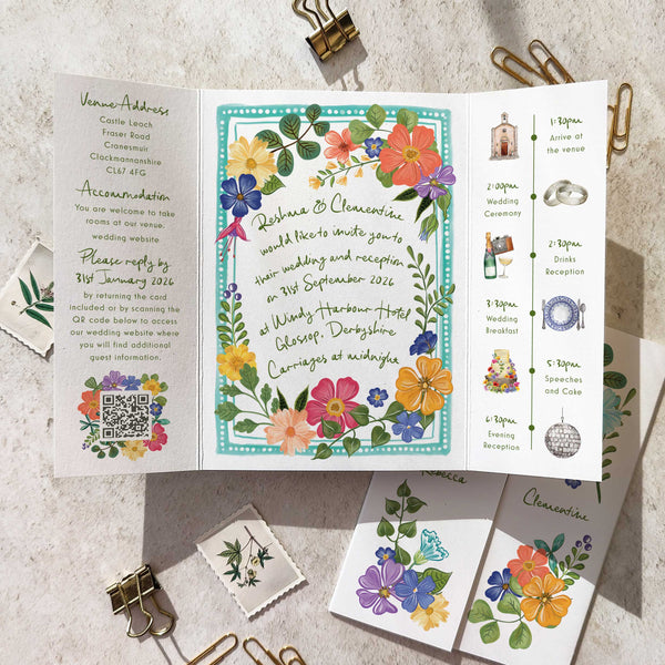 A collection of designer wedding invitations