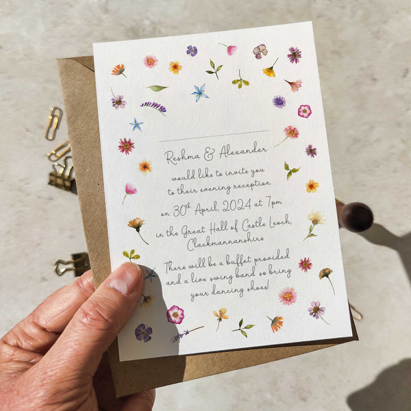 collection of smaller A6 evening wedding invitations
