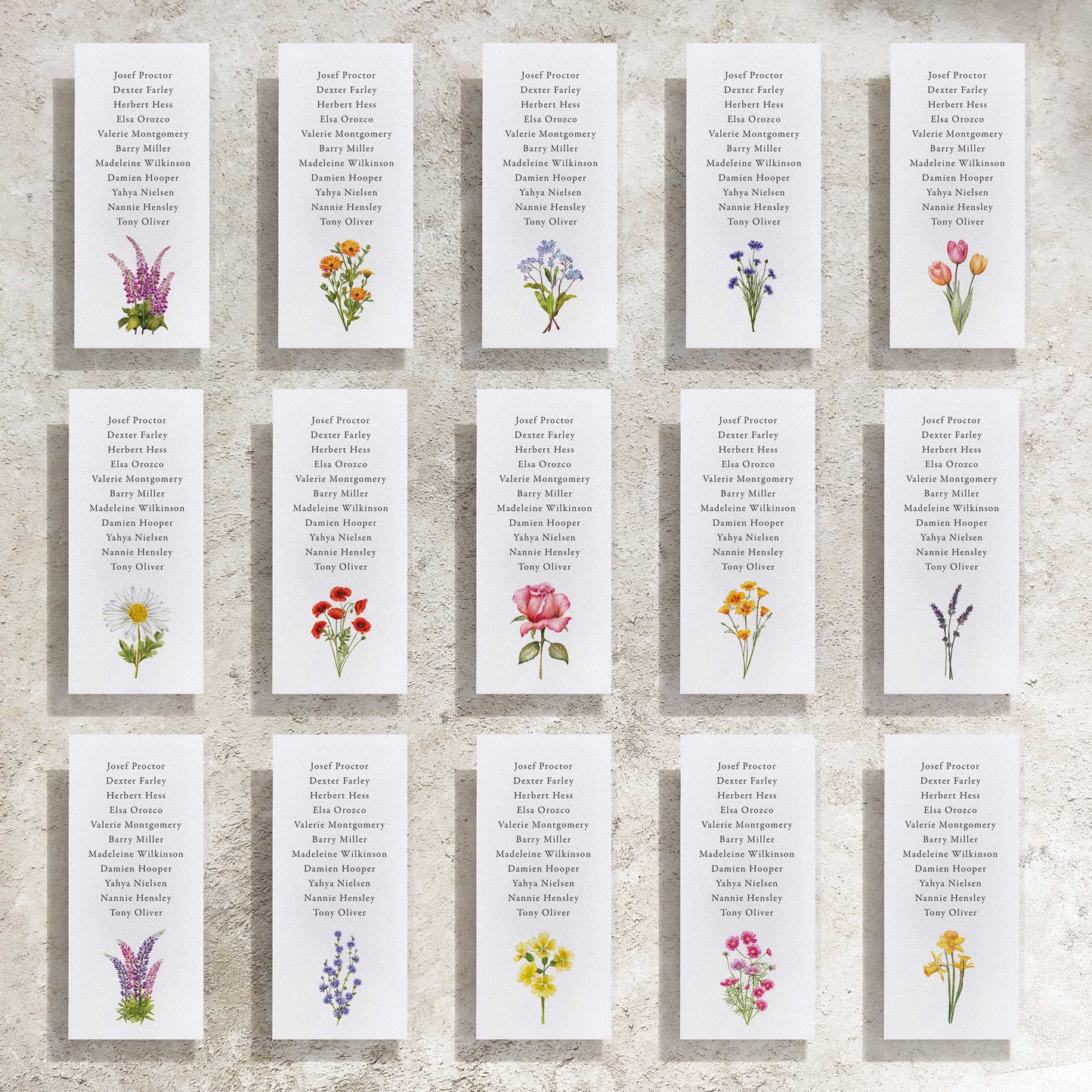 Flower Table Plan Cards Digital Files