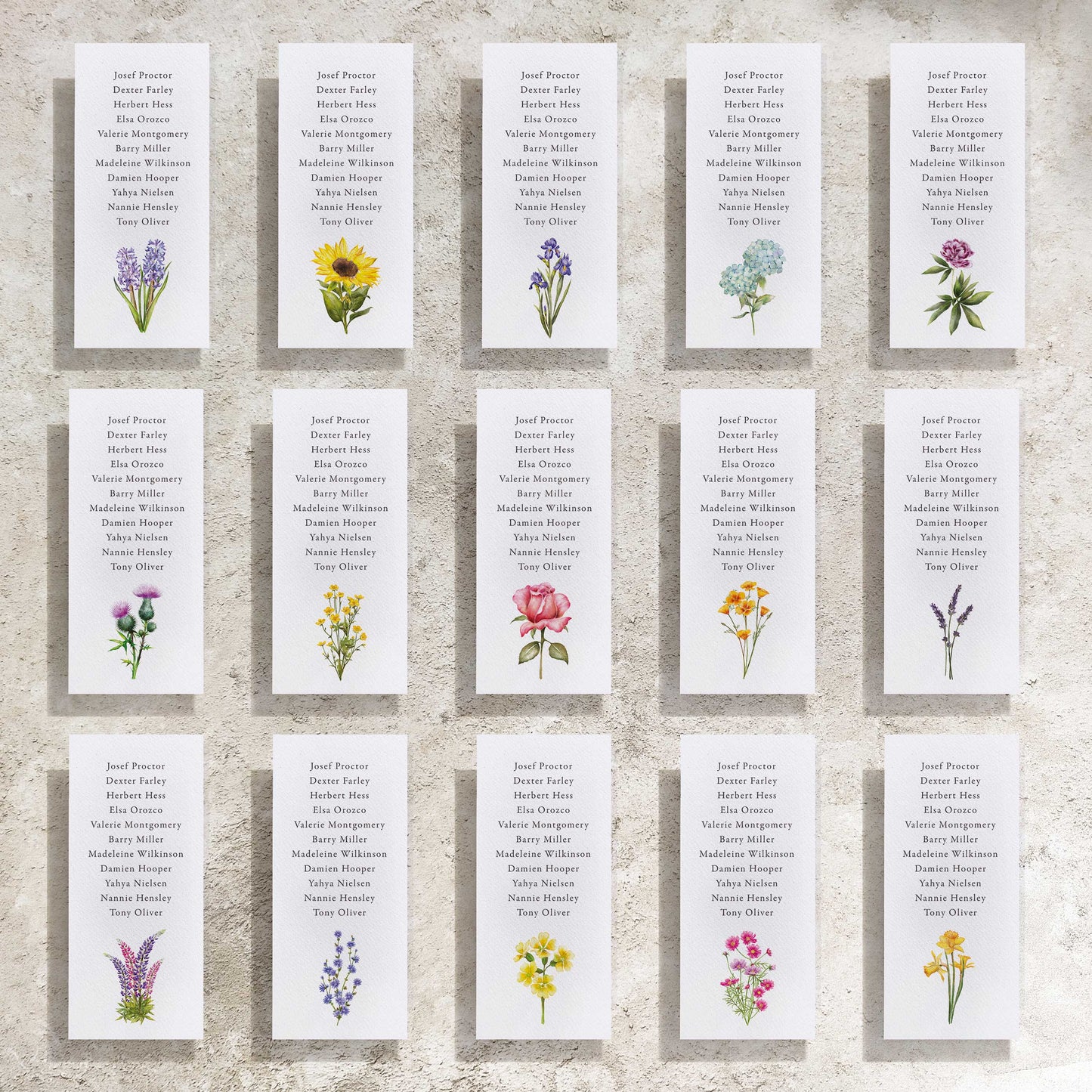 Flower Table Plan Cards Digital Files