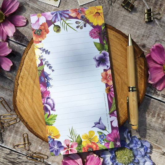 Colourful Flowers Long Notepad