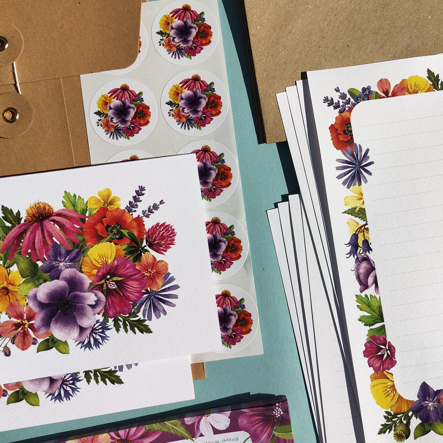 Colourful Flowers Letter Writing Set