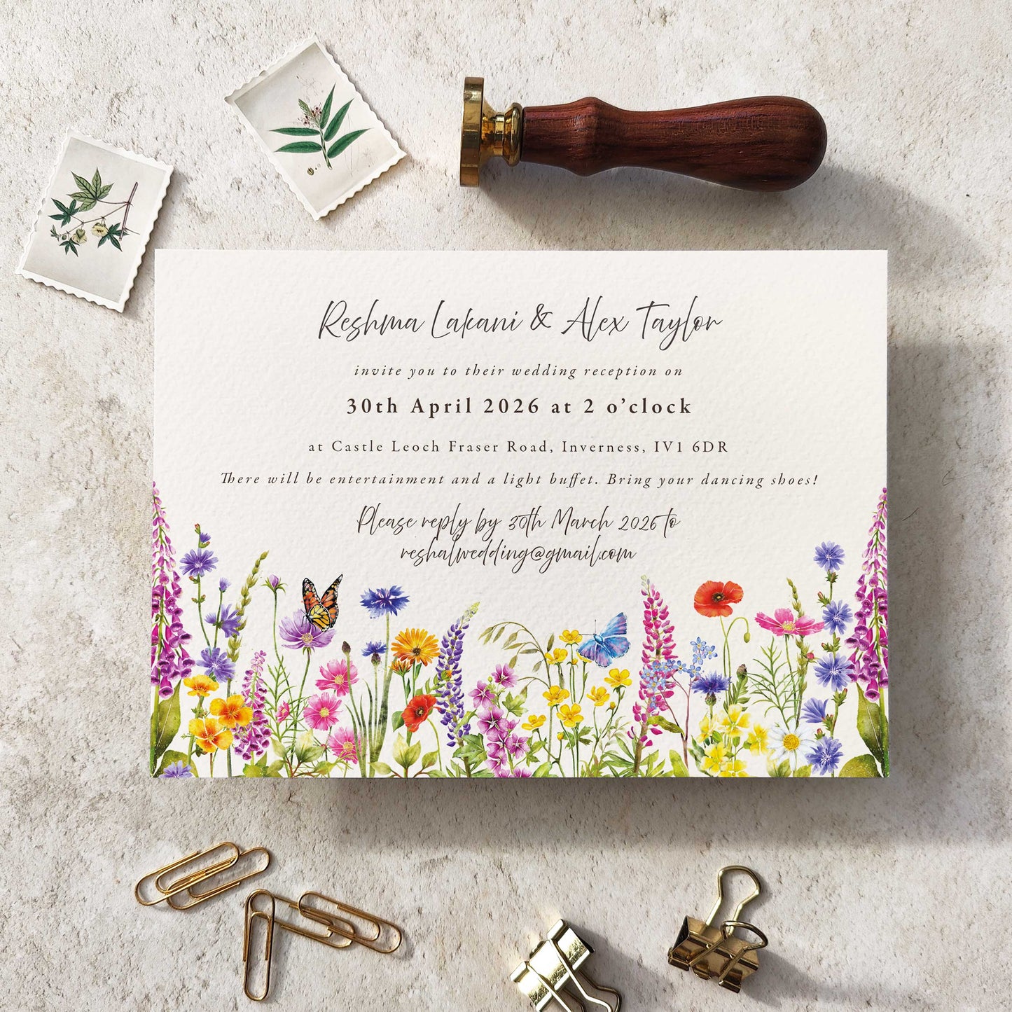 Wildflower Meadow Evening Invitation Digital File