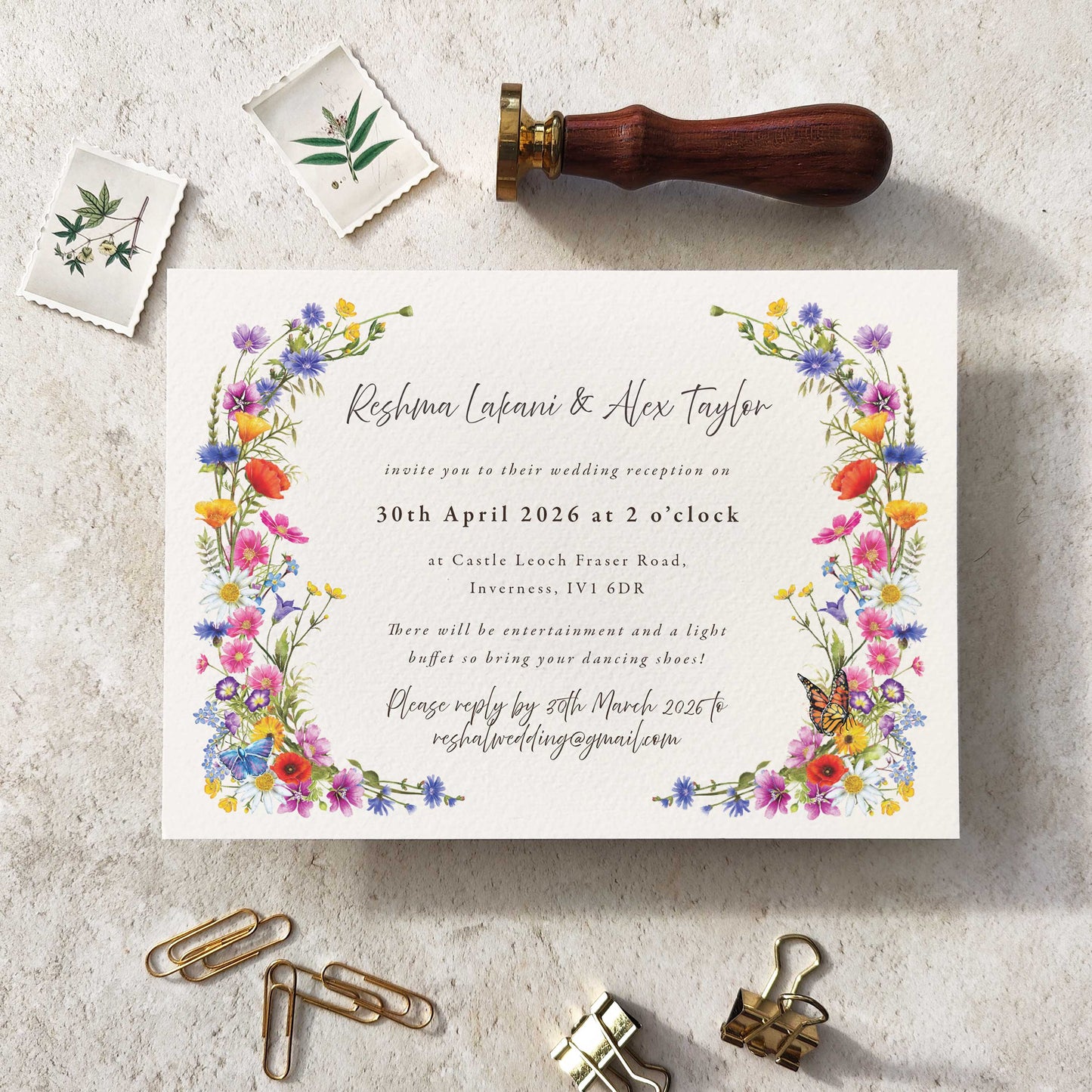 Wildflower Evening Invitation Digital File