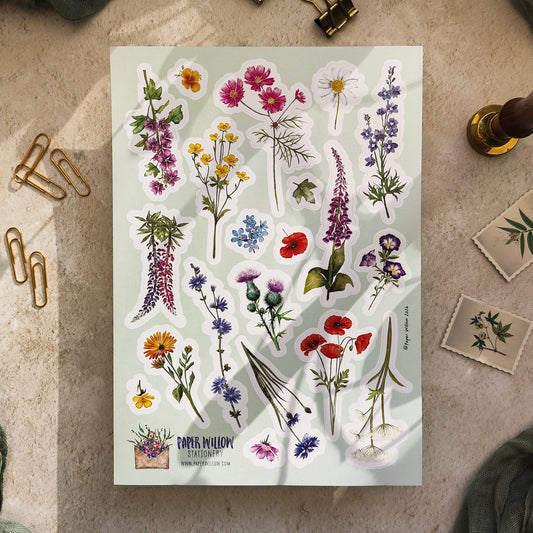 Wildflowers A5 Vinyl Sticker Sheet