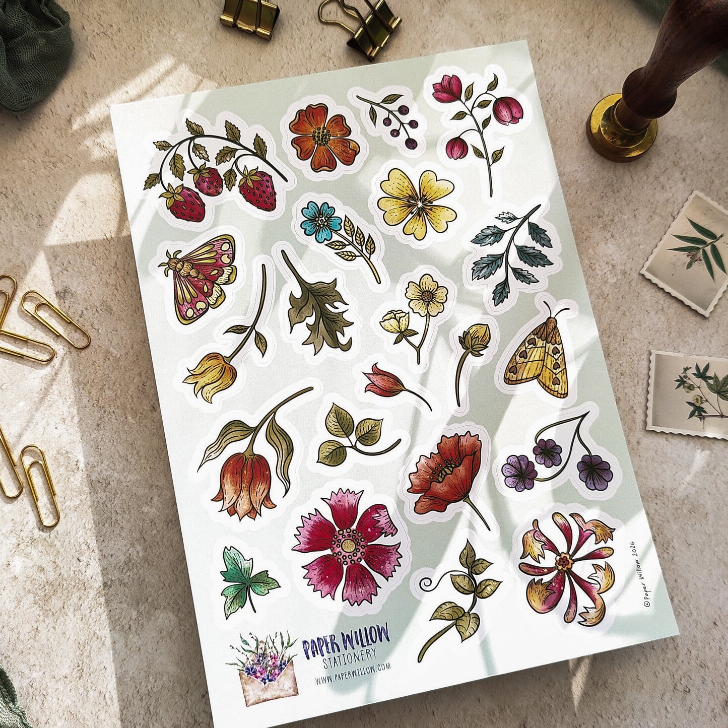 Vintage Retro Floral A5 Vinyl Sticker Sheet