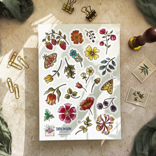 Vintage Retro Floral A5 Vinyl Sticker Sheet