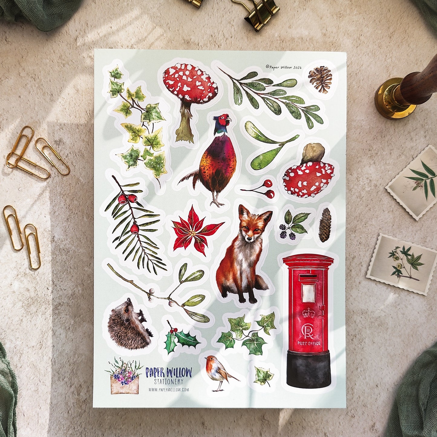 Christmas Woodland A5 Vinyl Sticker Sheet Set