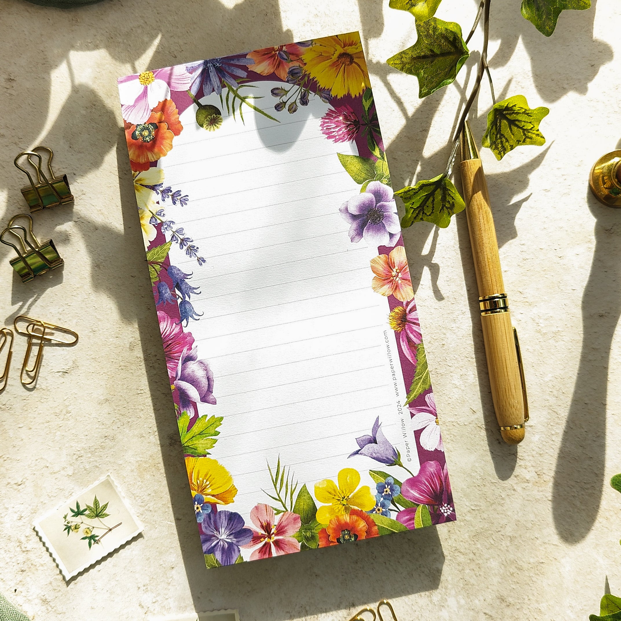 Colourful Flowers Long Notepad โ Paper Willow