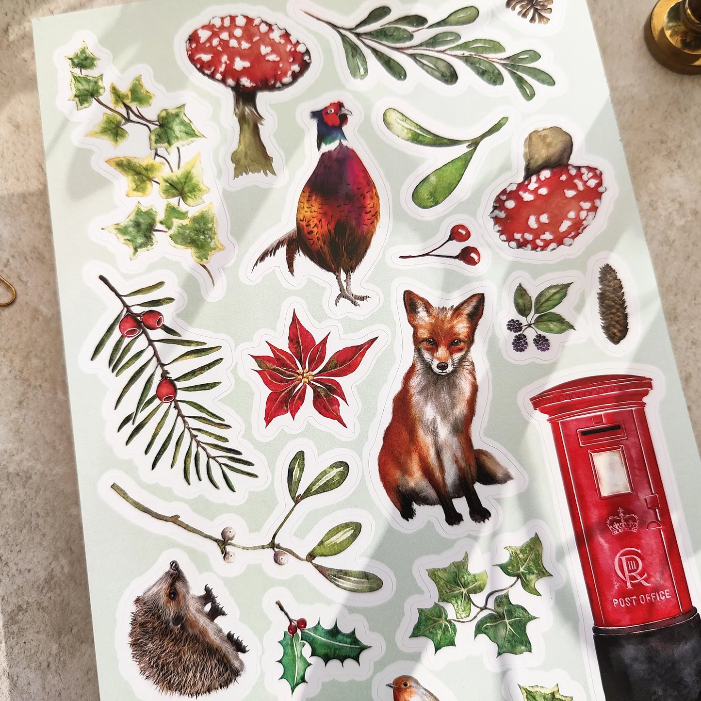 Christmas Woodland A5 Vinyl Sticker Sheet Set