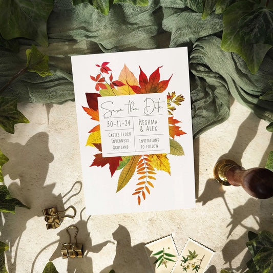 Autumn Leaves Save The Date Card