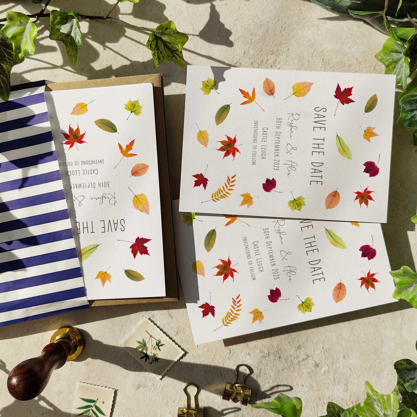 Autumn Leaves Scatter Save The Date Card