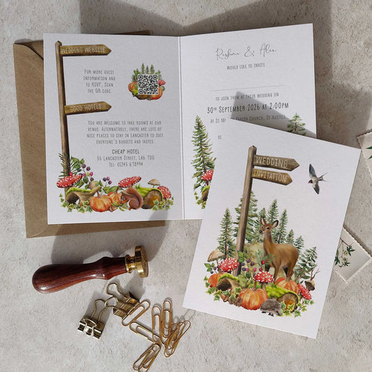 Autumn Woodland Animals Concertina Invitation
