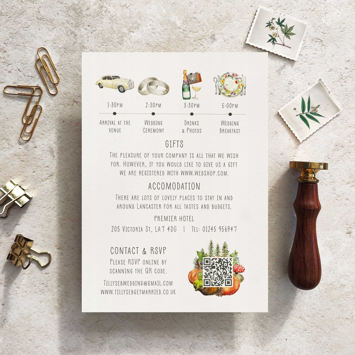 Autumn Woodland Animals Evening Invitation