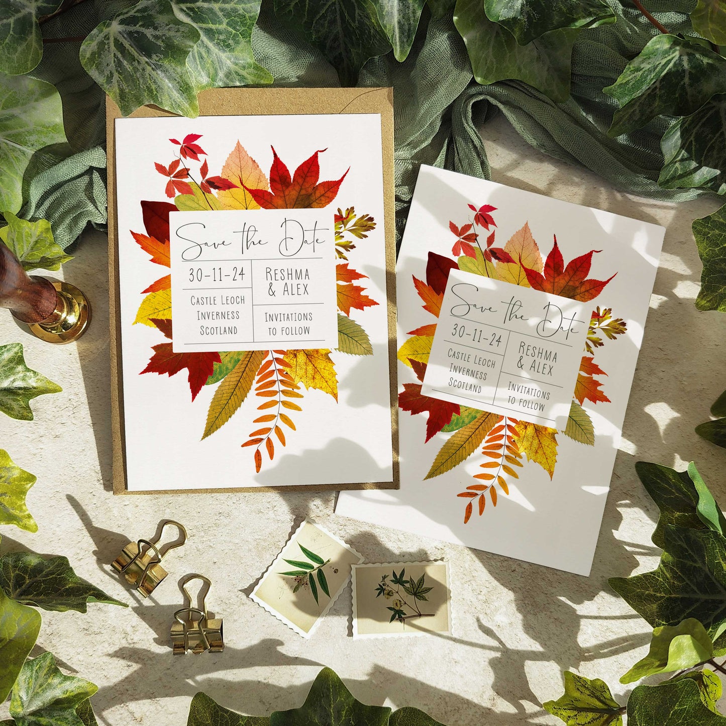 Autumn Leaves Save The Date Card