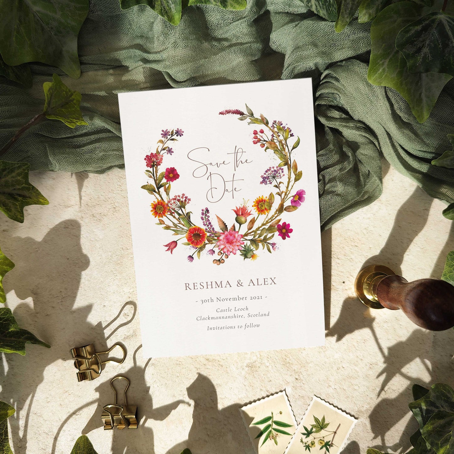 Autumn Floral Save The Date Card