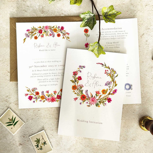 Autumn Floral Folded A6 Invitation