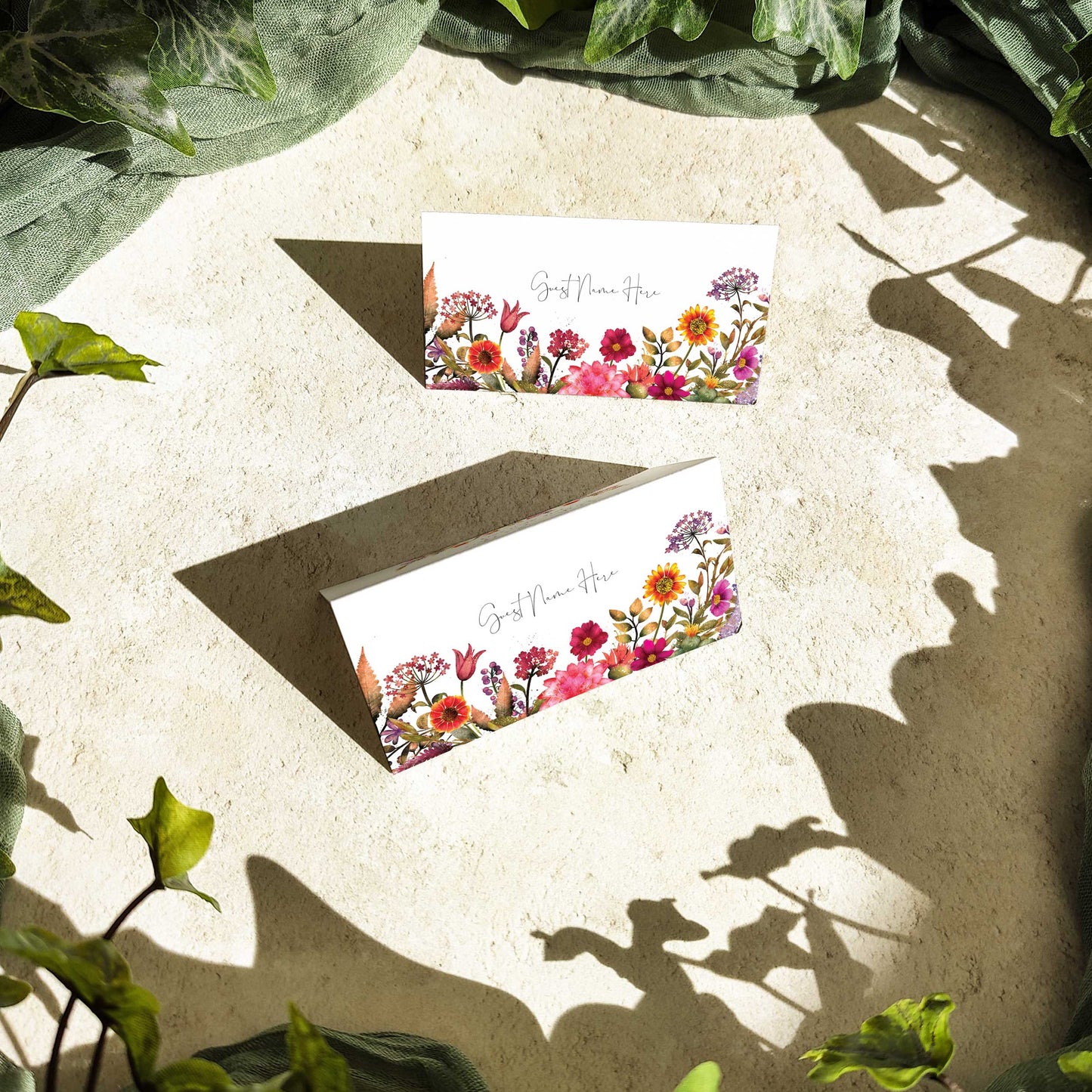 Autumn Floral Folded Place Cards