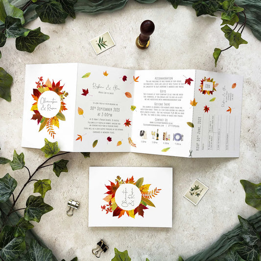 Autumn Leaves Concertina Invitation