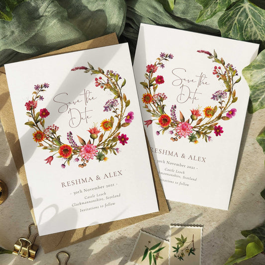 Autumn Floral Save The Date Card