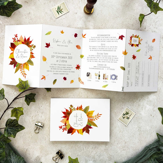 Autumn Leaves Concertina Invitation