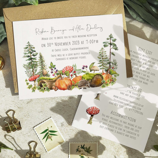 Autumn Woodland Animals Evening Invitation